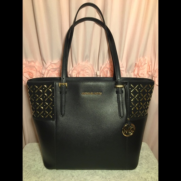 Michael Kors Handbags - Michael Kors Black with Gold Flowers Tote